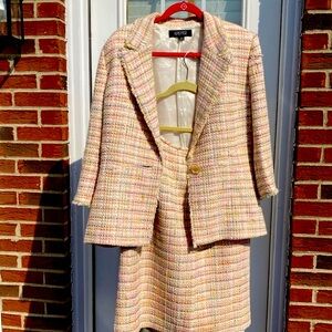 Kasper Multi Color Skirt Suit Sz 14